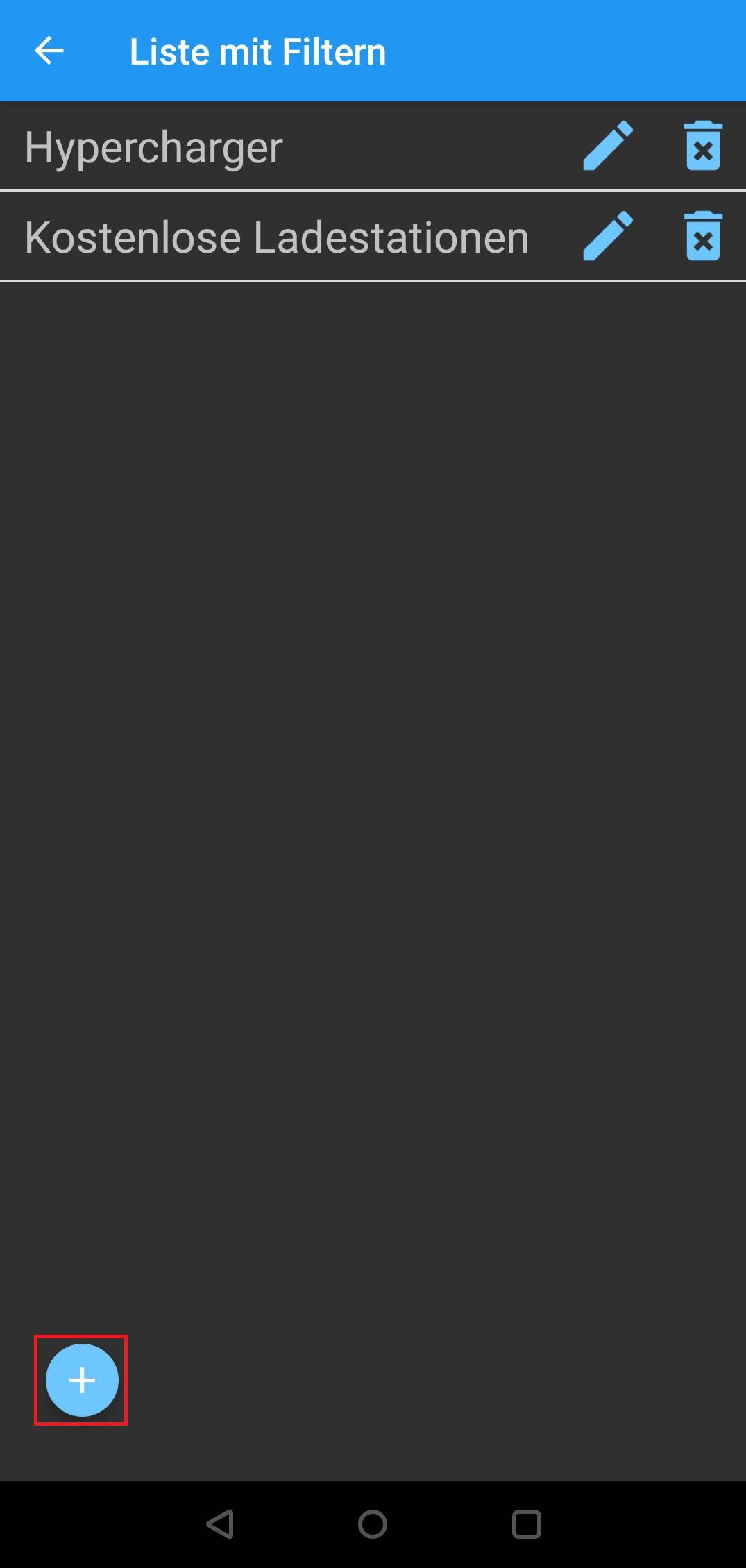 AirElectric (Android) Filter Liste